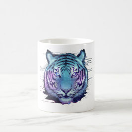 Caneca De Café Cyberpunk Tiger Mug - Neon Circuit Animal