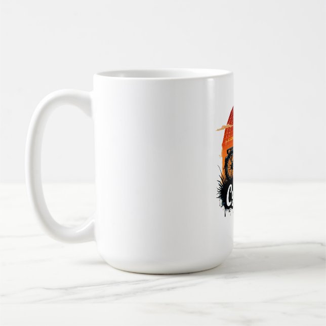Caneca De Café Cycologist Bike Adventure: Teto Gráfico Sunset (Esquerda)