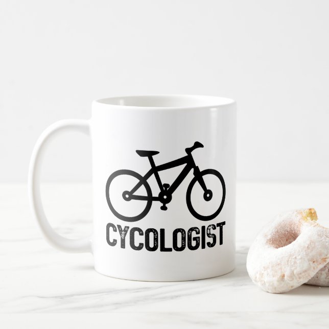 Caneca De Café Cycologist ciclando Bicicleta Legal de aniversário (Com Donut)
