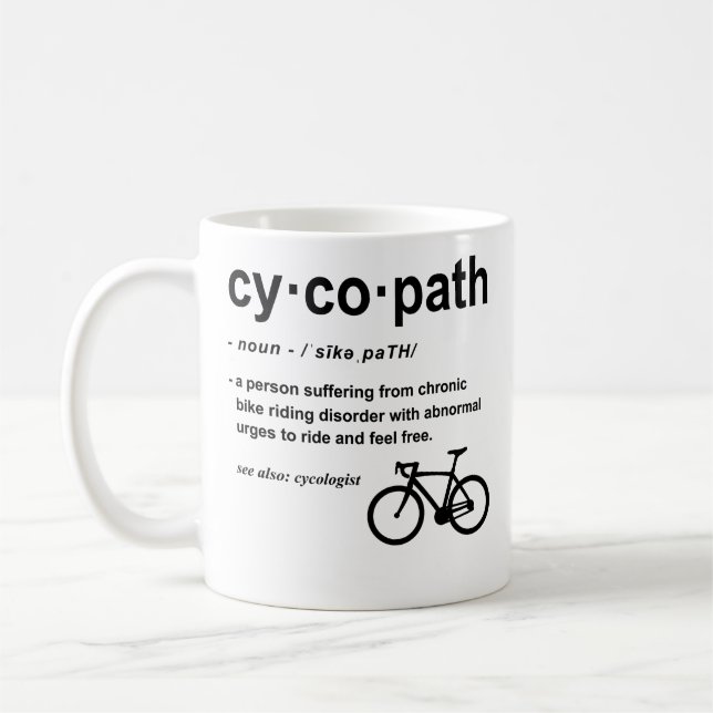 Caneca De Café Cycopath Definition Funny Biker Addicing Ciclismo (Esquerda)