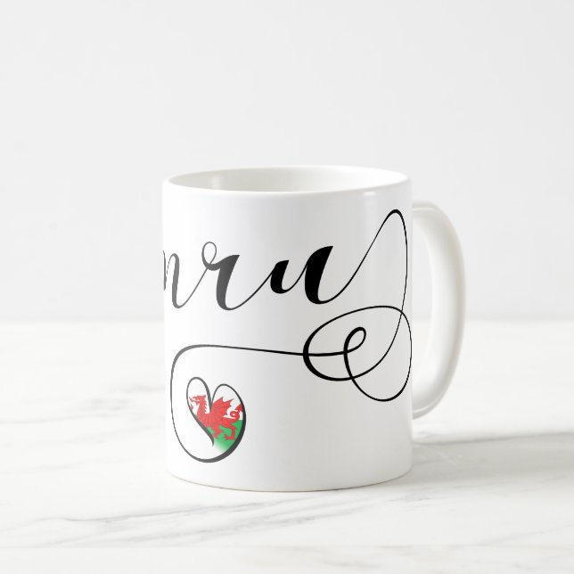 Caneca De Café Cymru Welsh Flag Em Heart, País De Gales (Frente Esquerda)