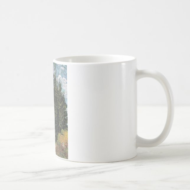 Caneca De Café Cypress Trees por Van Gogh (Direita)
