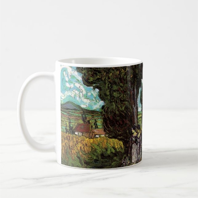 Caneca De Café Cypresses with Female Figures by Vincent van Gogh (Esquerda)