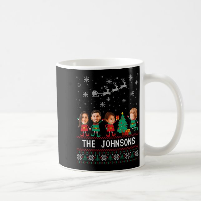 Caneca De Café D Funny Face Photo Christmas Elf Family  (Direita)
