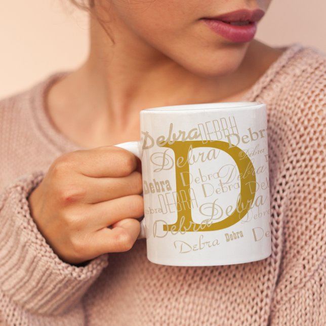 Caneca De Café D Personalizar Inicialmente (monogram + name pattern)