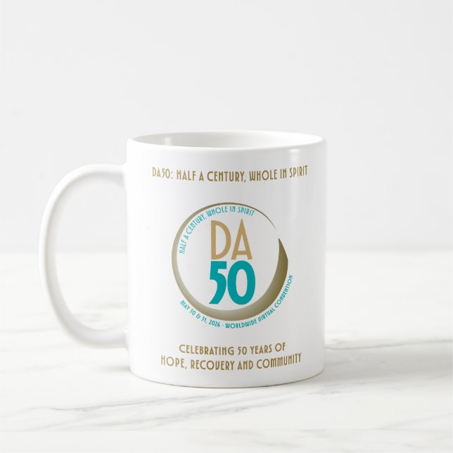 Caneca De Café DA50 Worldwide Virtual Convention Mug in Gold/Teal (Esquerda)