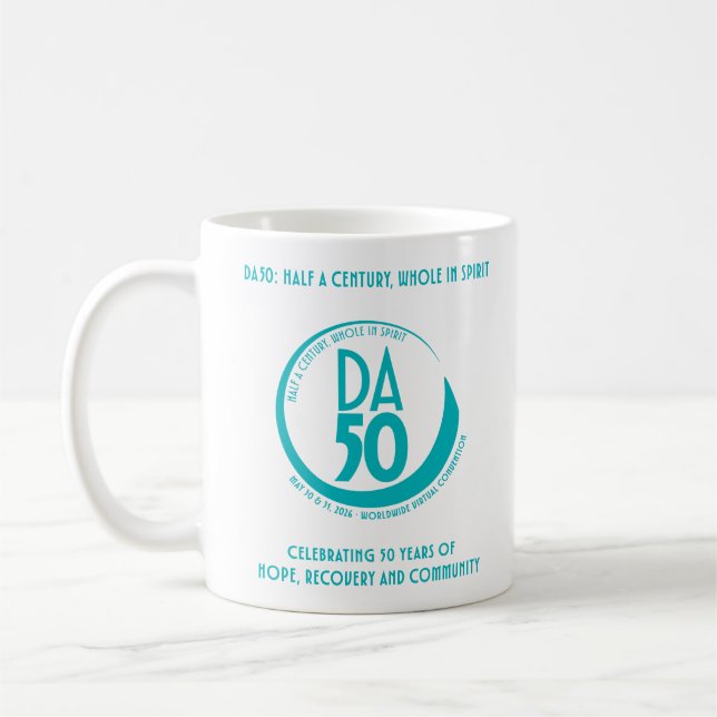 Caneca De Café DA50 Worldwide Virtual Convention Mug in Teal (Esquerda)
