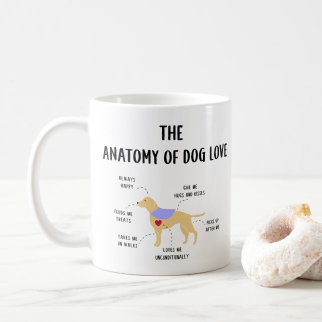 Caneca de café da anatomia do amor do cão (Com Donut)