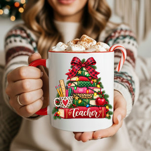 Caneca de café da árvore de Natal para professores