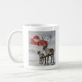 Caneca de café da bandeira da GROELÂNDIA e da rena