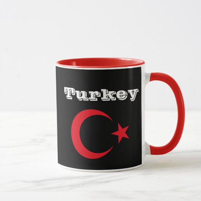 Caneca de café da bandeira de Turquia/Türkiye (Direita)