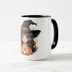 Caneca de Café da Bruxa Fofa Estética de Outono
