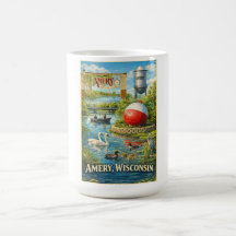 Caneca de Café da Cidade dos Lagos de Amery, Wisco
