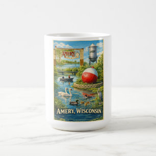 Caneca de Café da Cidade dos Lagos de Amery, Wisco