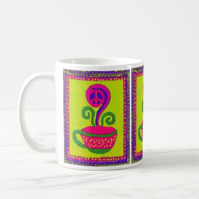 Caneca de café da flor da paz (Esquerda)