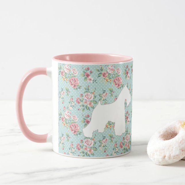 Caneca de café da flor do Schnauzer (Com Donut)