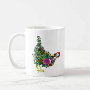 Caneca de café da galinha da flor