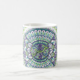 Caneca de café da mandala do pavão