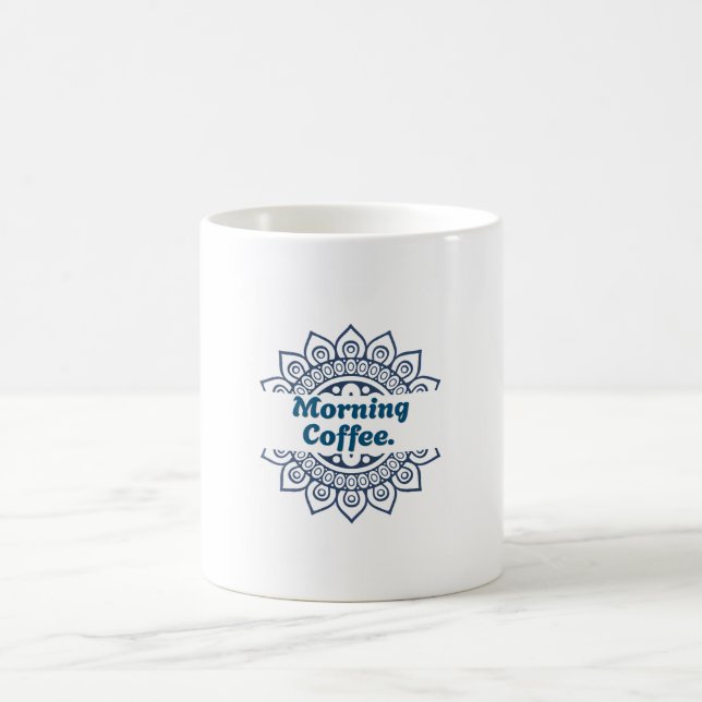 Caneca de Café da Manhã com Padrão Mandala Azul Di (Centro)