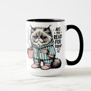 Caneca de Café da Manhã do Gato Mal-Humorado Engra