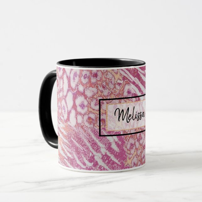 Caneca de café da moda de pele de tigre leopardo (Frente Esquerda)