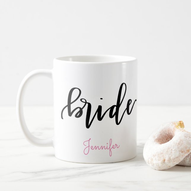 Caneca de café da noiva - personalize o nome (Com Donut)