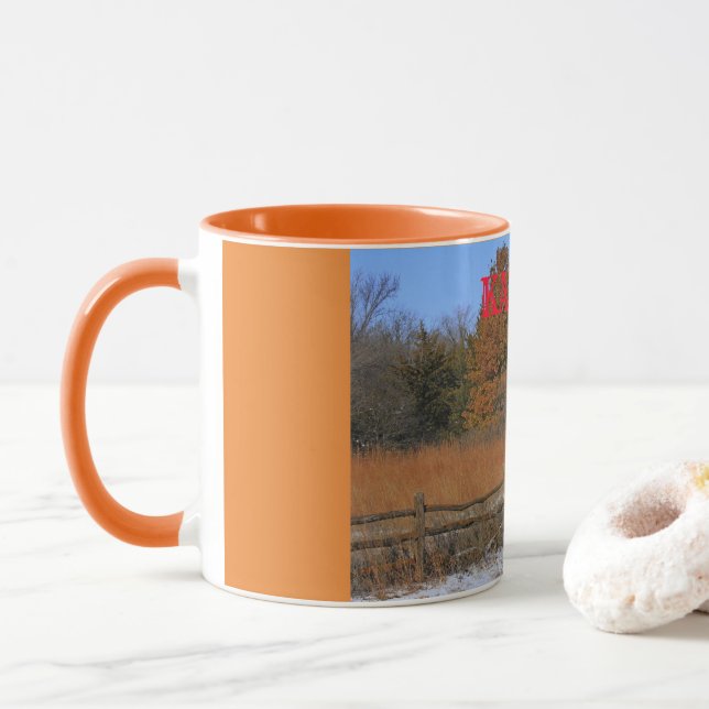 CANECA de café da paisagem da queda/inverno de (Com Donut)