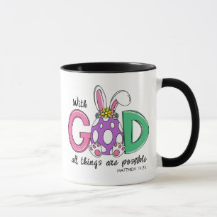 Caneca de Café da Páscoa Com Deus Todas as Coisas
