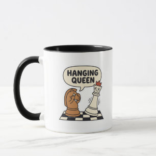 Caneca de Café da Rainha Pendurada de Xadrez Engra
