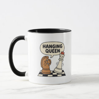 Caneca de Café da Rainha Pendurada de Xadrez Engra