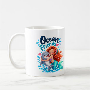 Caneca de Café da Sereia Fofa Amigos do Oceano Gol