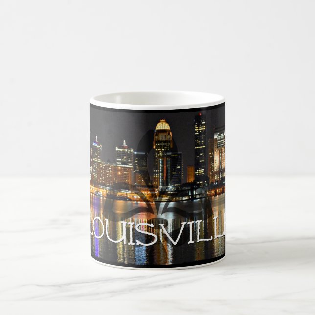 Caneca de café da skyline de Louisville com flor (Centro)