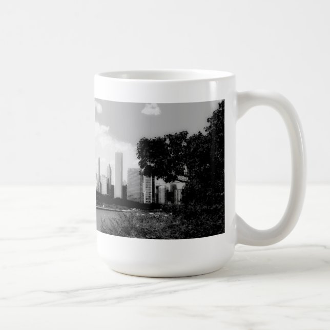 Caneca de café da skyline de Posterized Chicago (Direita)