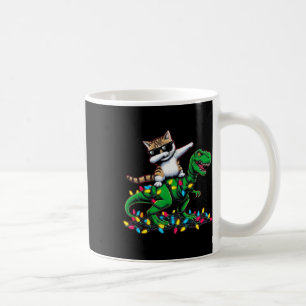 Caneca De Café Dabbing Aegean Cat Em Luzes Xmas Dinossauro T Rex