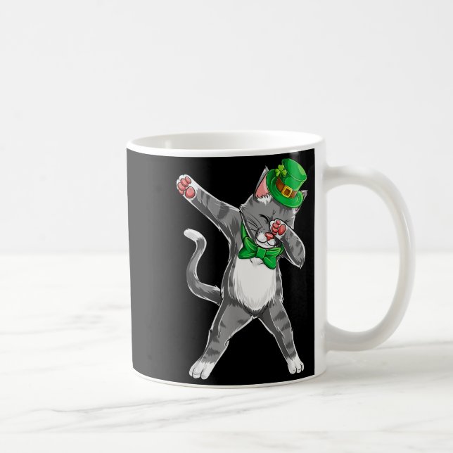 Caneca De Café Dabbing Cat St Patricks Day Boys Girls Leprechaun  (Direita)