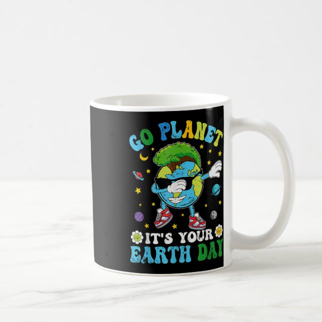Caneca De Café Dabbing Earth Day 2025 Groovy Go Planet É Sua E (Direita)