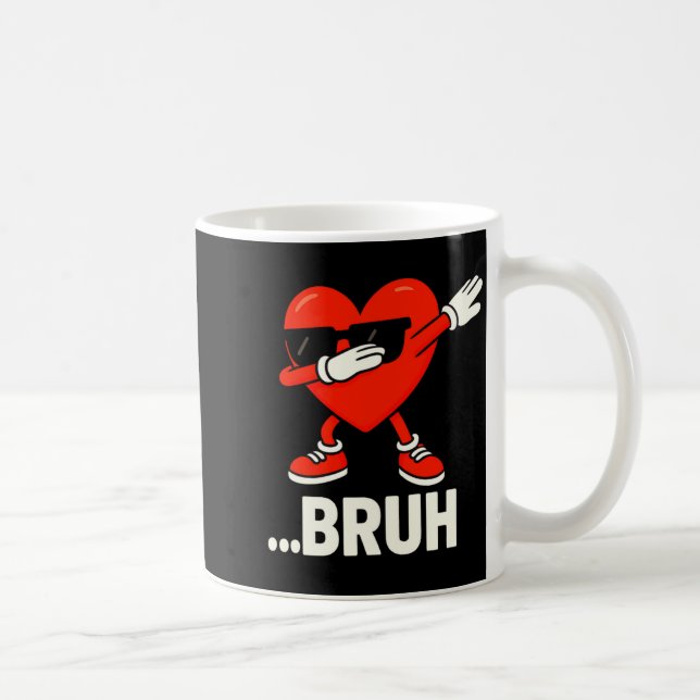 Caneca De Café Dabbing Heart Sungles Bruh Meme Funny Valentine  (Direita)