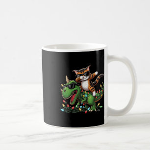 Caneca De Café Dabbing Kitten Maine Coon Em Xmas Lights Dinosaur