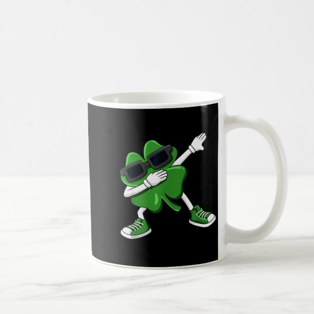 Caneca De Café Dabbing Shamrock St Patrick's Day Funny Boys Girls (Direita)