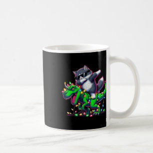 Caneca De Café Dabbing Siberian Cat On Xmas Lights Dinosaur T Rex