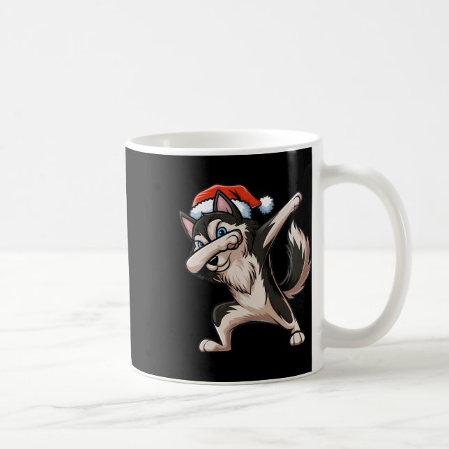 Caneca De Café Dabbing Siberian Husky Santa Hat Natal Dab Dan (Direita)