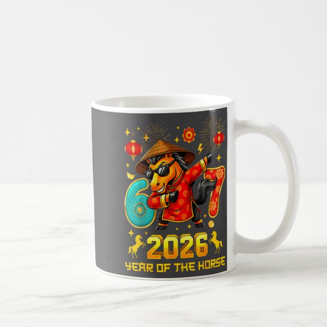 Caneca De Café Dabbing Zodiac Horse Lunar New Year Chinese New Ye (Direita)