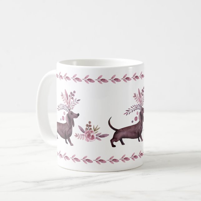 Caneca De Café Dachshals Purple Dressy - Mug Personalizado (Frente Esquerda)