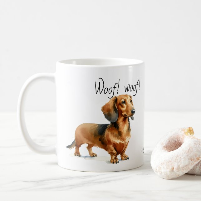 Caneca De Café Dachshances Brown PERSONALIZAR (Com Donut)