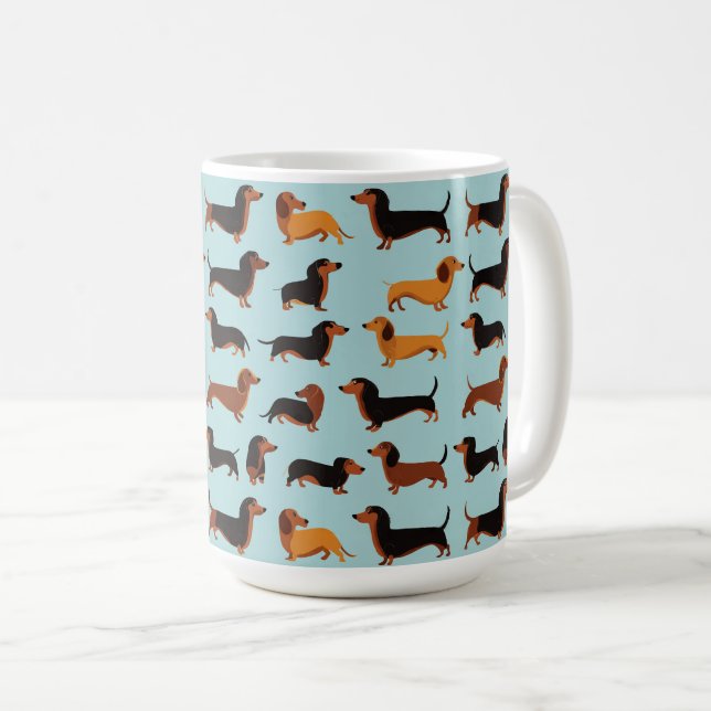 Caneca De Café Dachshun Dogs Pattern Mug (Frente Esquerda)