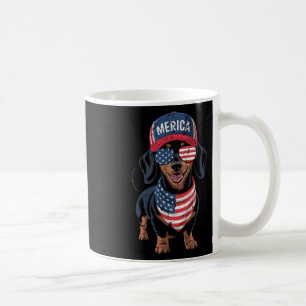 Caneca De Café Dachshund 4 De Julho Bandeira Americana Dos EUA Do