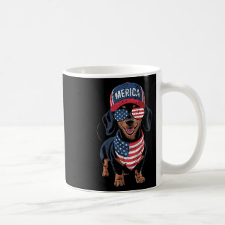 Caneca De Café Dachshund 4 De Julho Bandeira Americana Dos EUA Do