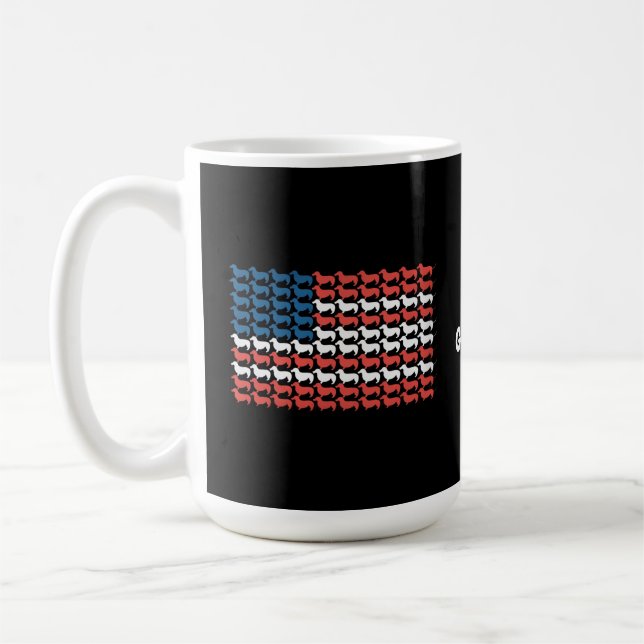 Caneca De Café Dachshund 4 de julho Patriótico da Bandeira Americ (Esquerda)