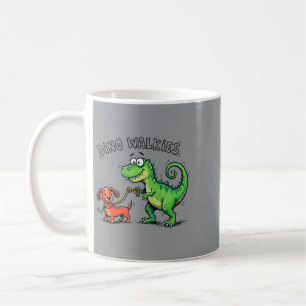 Caneca De Café Dachshund Andando Dinossauro Design de Cachorro En