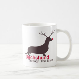Caneca De Café Dachshund Através Da Neve